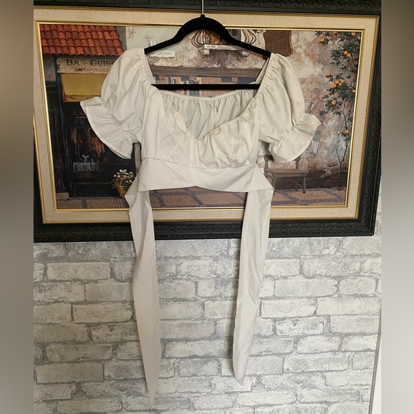 Sweetheart white tie top - Picture 1 of 3